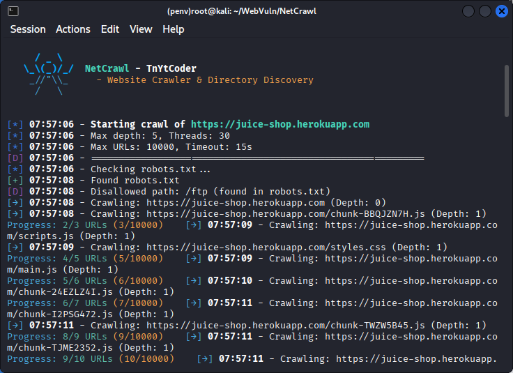 Crawling in progress